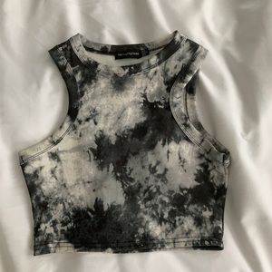 Pretty little thing black and white tie dye halter top
